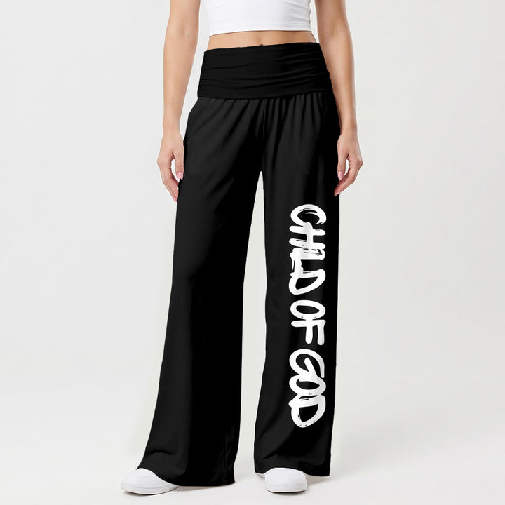 Christianartworkshop Vertical Brush Stroke Child Of God Hand Lettering Fold Over High Waist Wide Leg Pants - image 4