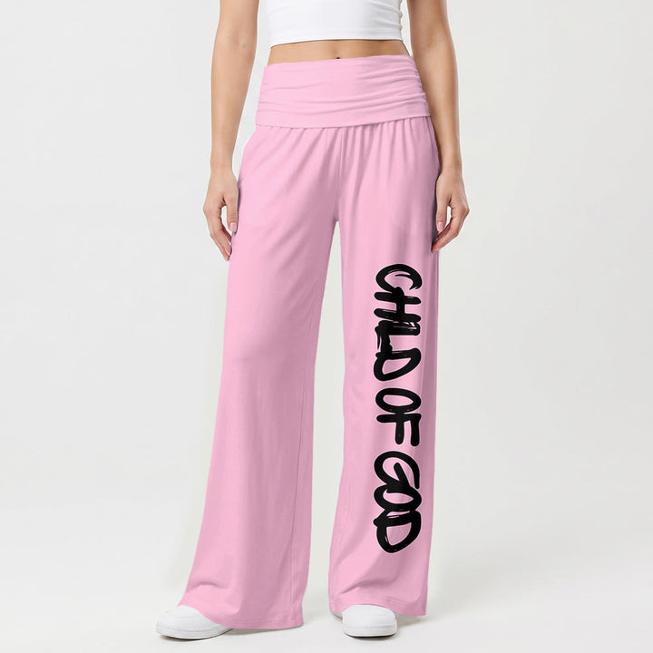Christianartworkshop Vertical Brush Stroke Child Of God Hand Lettering Fold Over High Waist Wide Leg Pants - image 13
