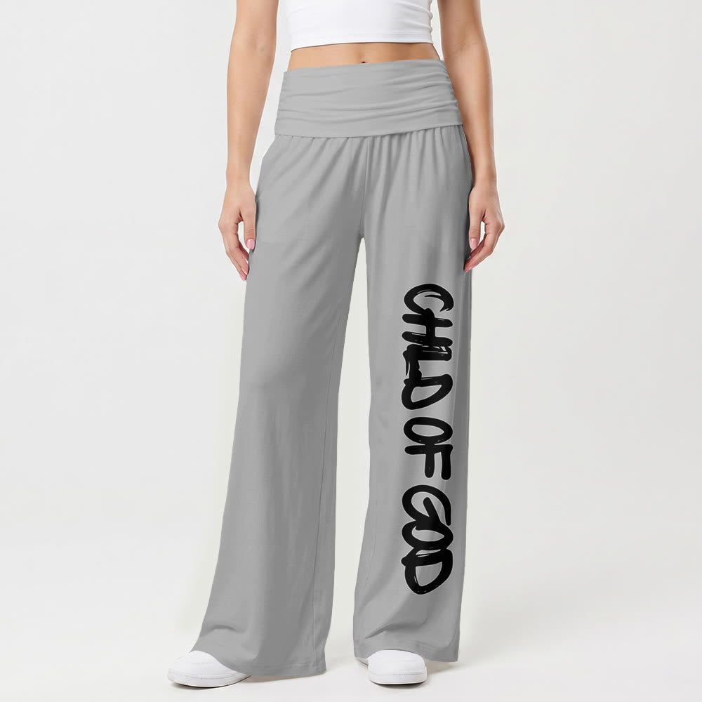 Christianartworkshop Vertical Brush Stroke Child Of God Hand Lettering Fold Over High Waist Wide Leg Pants - image 10
