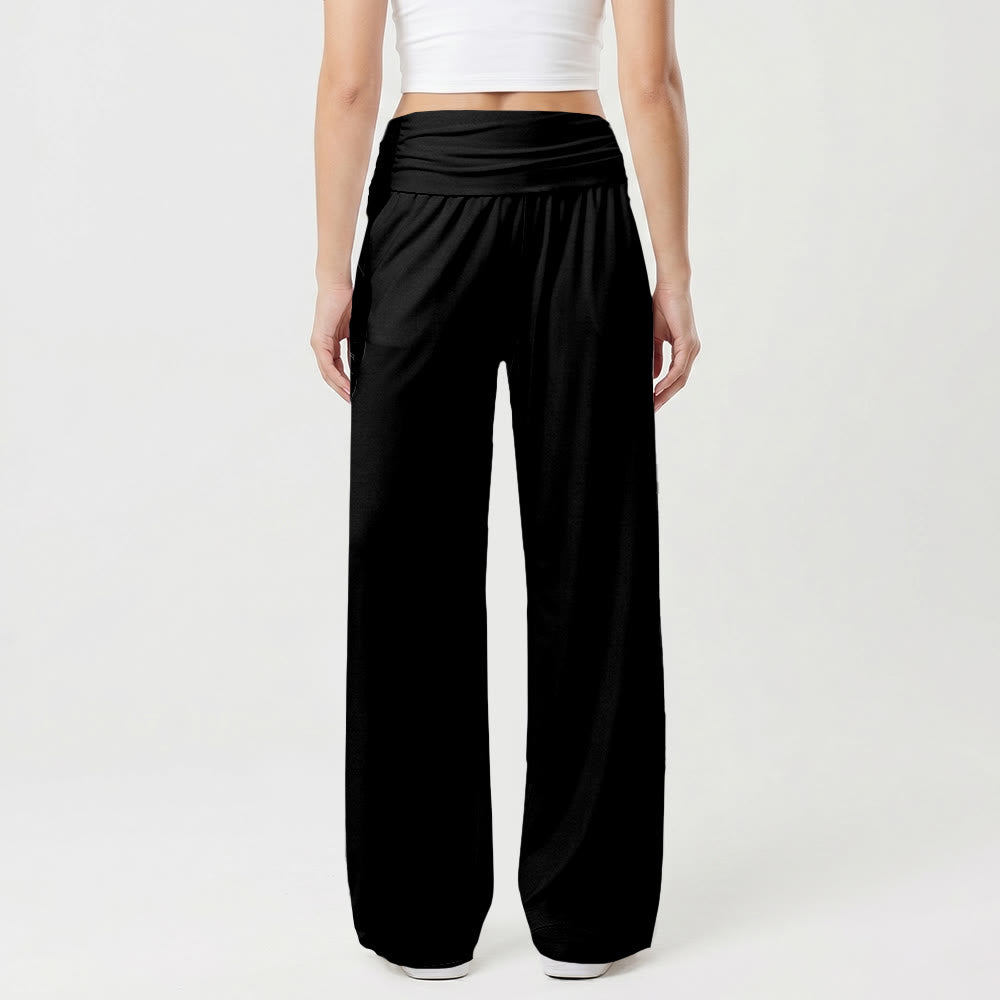 Christianartworkshop All Over Print Vertical Varsity SAINT Letter White Cross Fold Over High Waist Wide Leg Pants - image 5