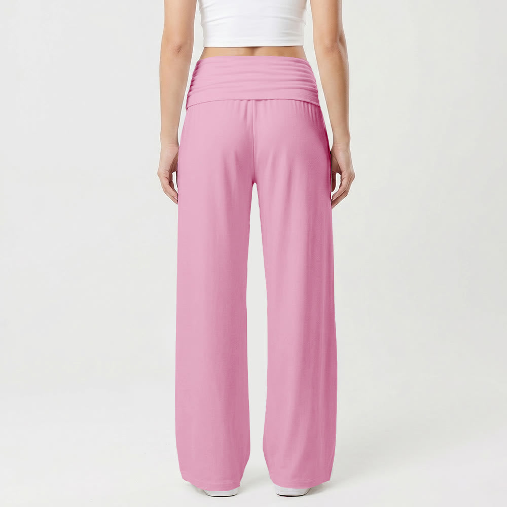Christianartworkshop All Over Print Vertical Varsity SAINT Letter White Cross Fold Over High Waist Wide Leg Pants - image 14