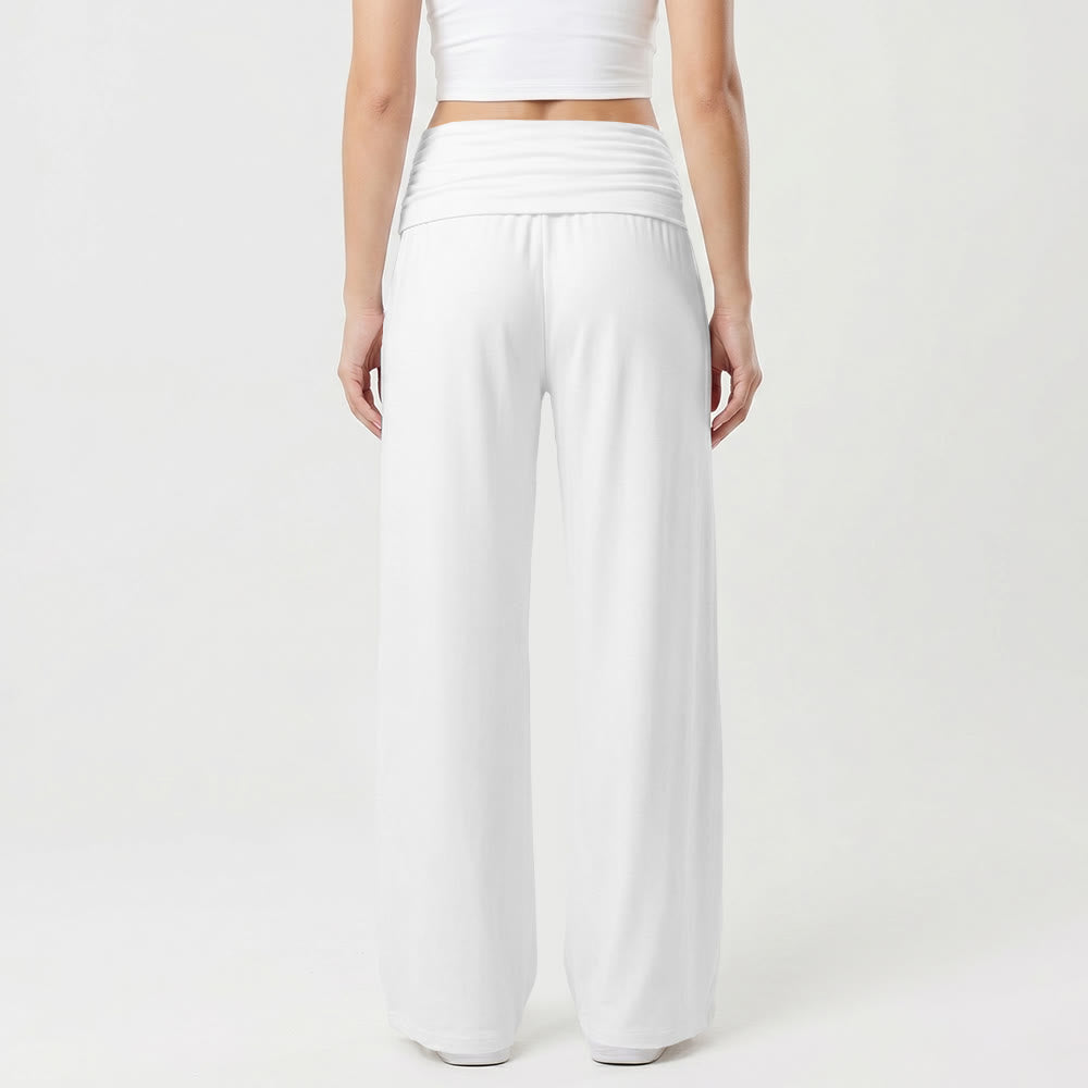 Christianartworkshop All Over Print Vertical Varsity SAINT Letter White Cross Fold Over High Waist Wide Leg Pants - image 8