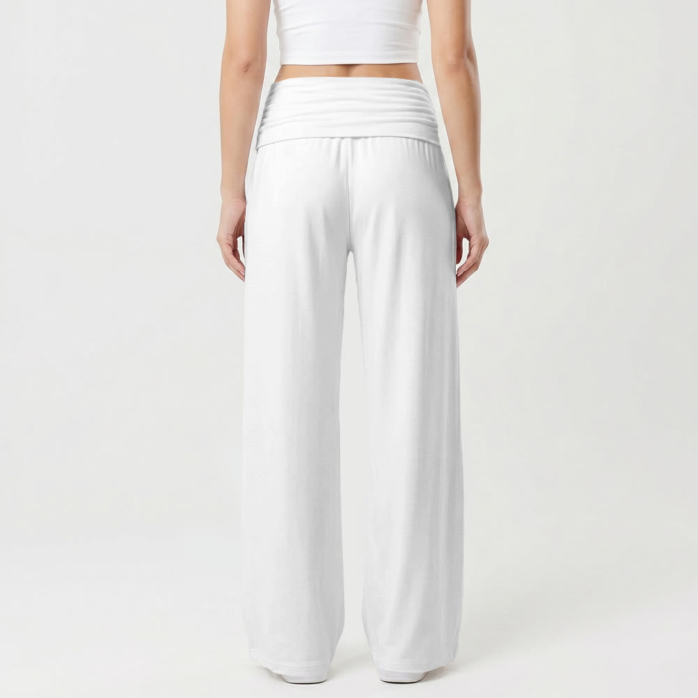 Christianartworkshop Vertical Cursive Faith Handwriting Print Fold Over High Waist Wide Leg Pants - image 5