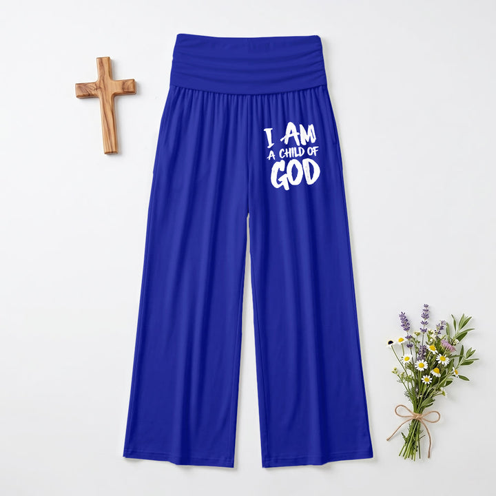Christianartworkshop I Am A Child Of God Rough Brush Block Letter Front Thigh Print Wide Leg Pants - Blue - US22,UK/AU26,EU54(6XL) - image 12