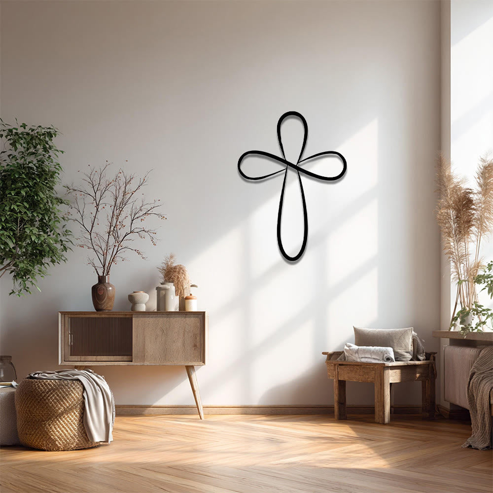 Christianartworkshop Minimalist Infinity Loop Single Line Cross Metal Wall Decor: Timeless Emblem of Sacred Redemptive Grace - image 6