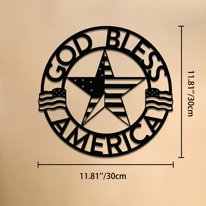 Christianartworkshop Round Ring God Bless USA Star Flag Metal Wall Decor: Timeless Emblem of Sacred Redemptive Grace - 11.81''*11.81''*0.04''/30cm*30cm*0.1cm - image 10