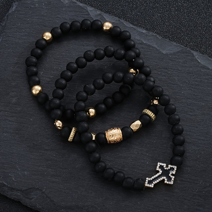 Christianartworkshop Retro Two Tone Bead Contrast Cross Prayer Bracelet: Timeless Emblem of Gentle Heavenly Guardianship - image 2