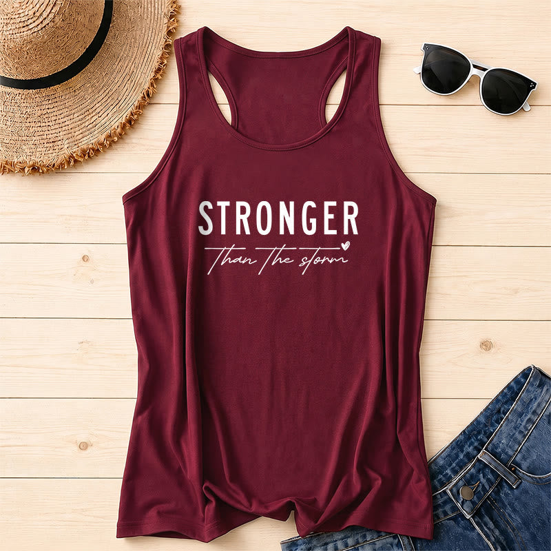 Christianartworkshop Large Distressed Bold STRONGER Block Font Underline Cursive Faith Phrase Tiny Heart Accent Front Print Racerback Tank Top - Wine - 2XL - image 18