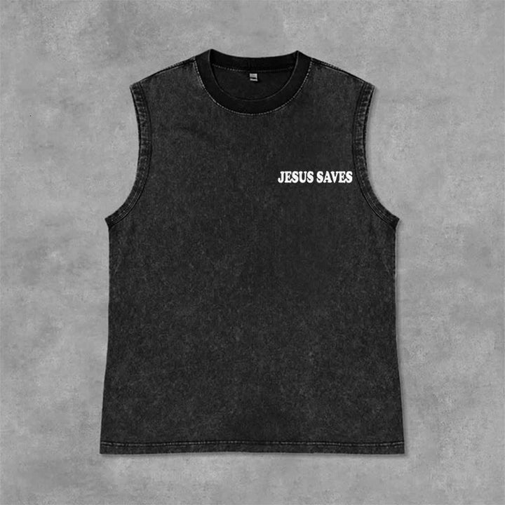 Christianartworkshop Jesus Saves John 3:16 Unisex Washed Tank Top - image 9