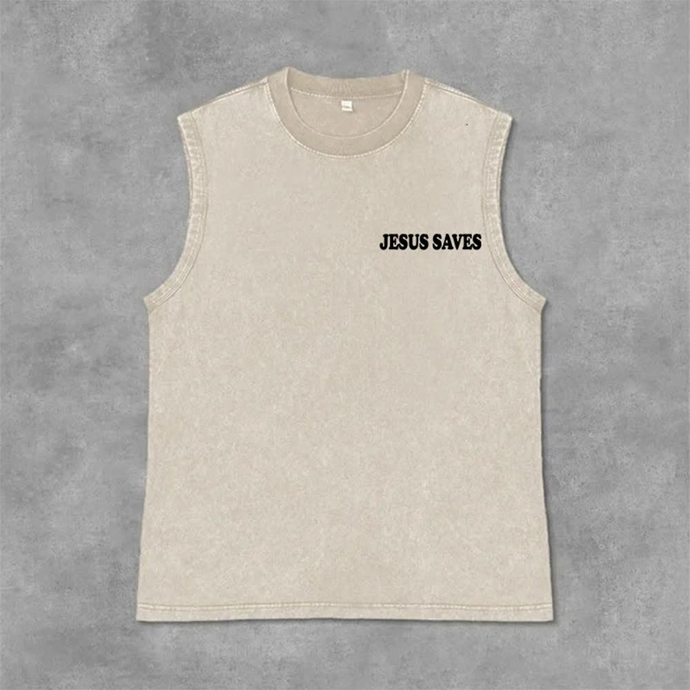 Christianartworkshop Jesus Saves John 3:16 Unisex Washed Tank Top - image 23