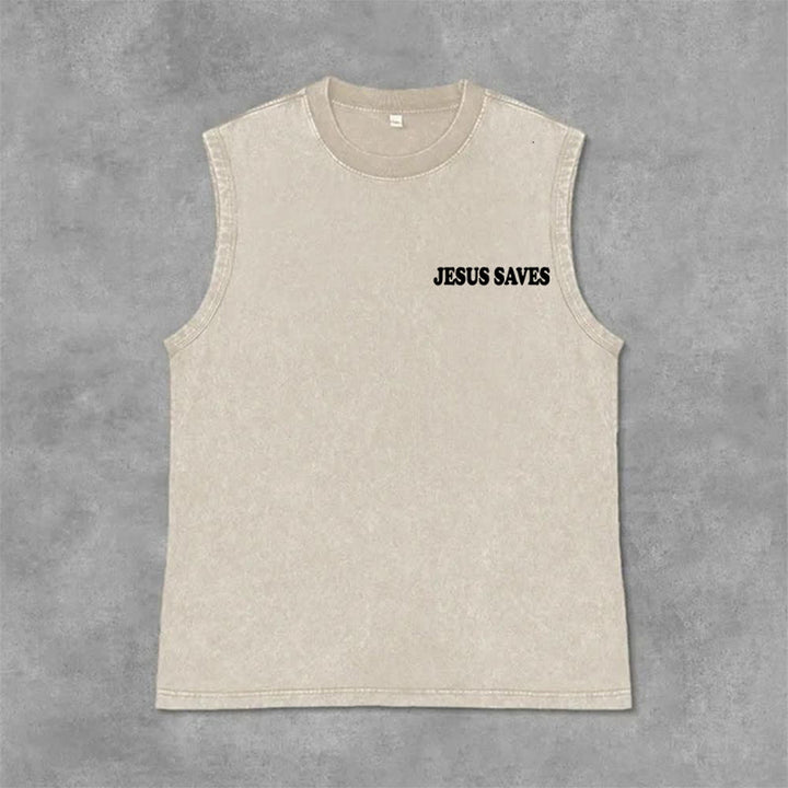 Christianartworkshop Jesus Saves John 3:16 Unisex Washed Tank Top - image 23