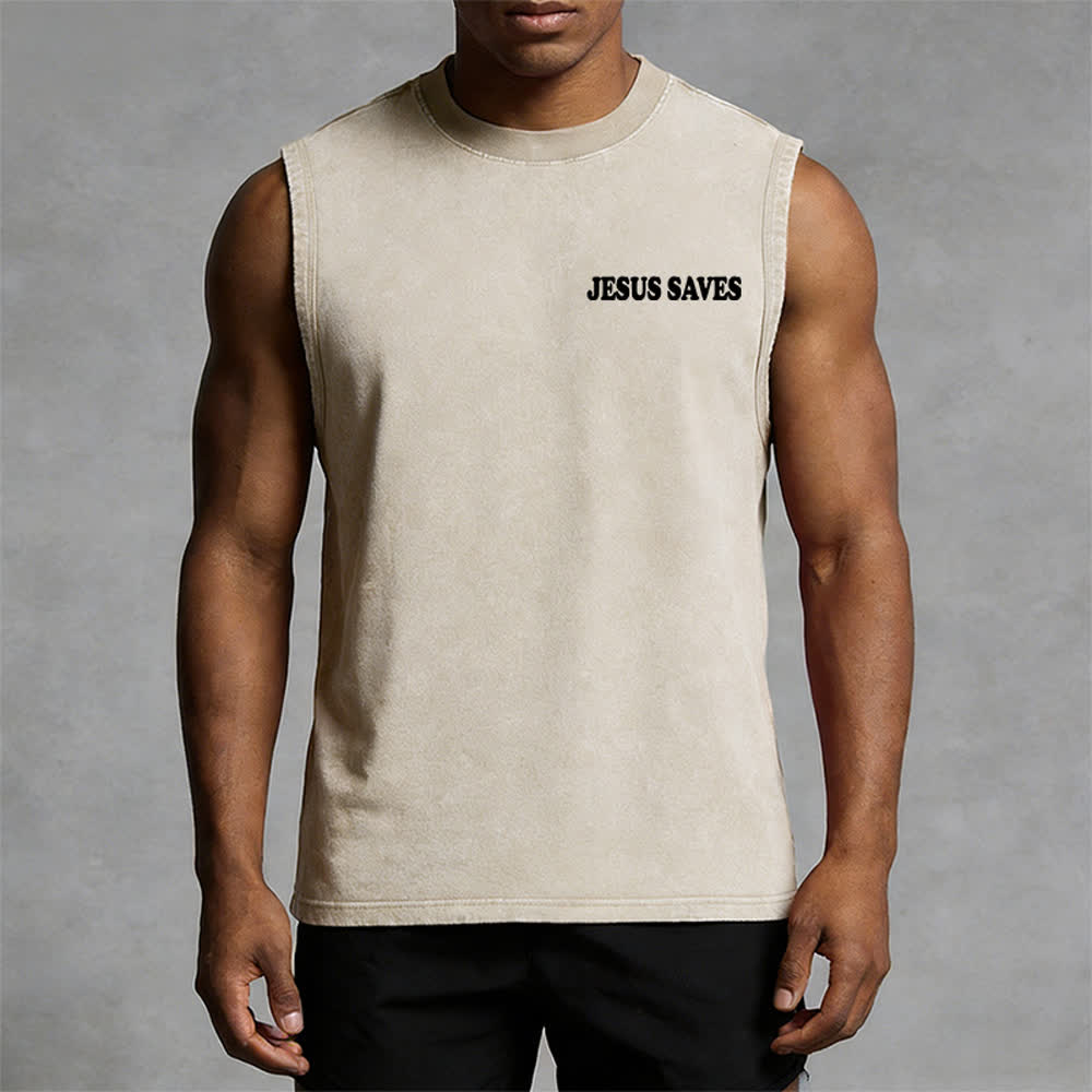 Christianartworkshop Jesus Saves John 3:16 Unisex Washed Tank Top - image 25