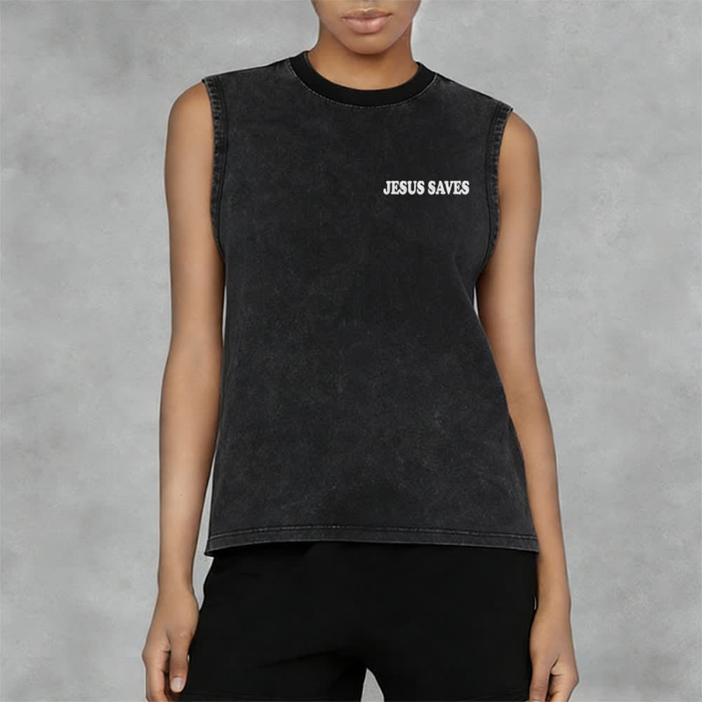 Christianartworkshop Jesus Saves John 3:16 Unisex Washed Tank Top - image 13