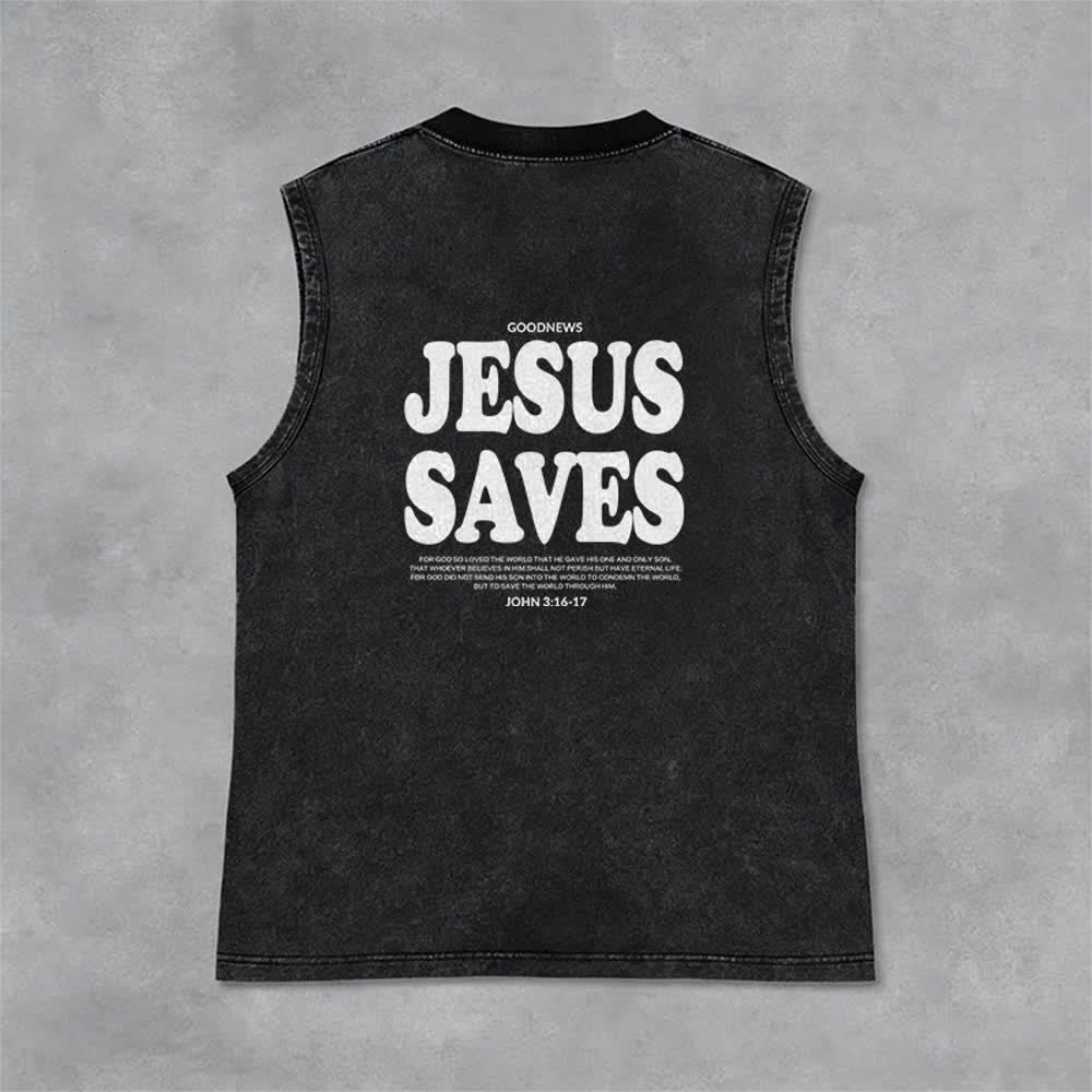 Christianartworkshop Jesus Saves John 3:16 Unisex Washed Tank Top - image 8