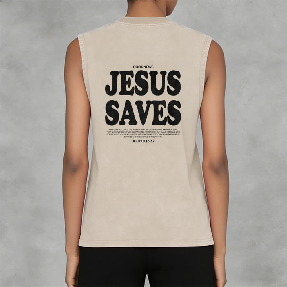 Christianartworkshop Jesus Saves John 3:16 Unisex Washed Tank Top - image 26