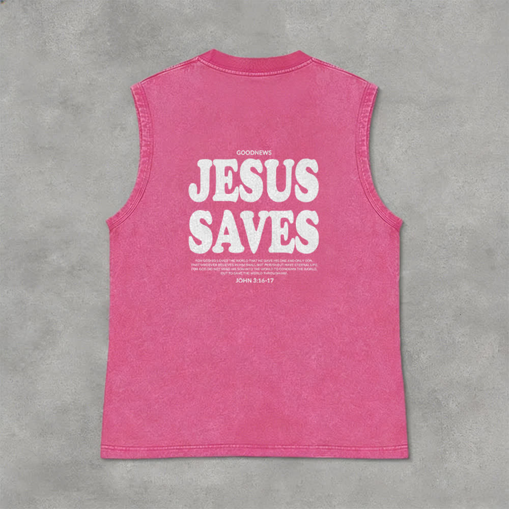 Christianartworkshop Jesus Saves John 3:16 Unisex Washed Tank Top - image 1