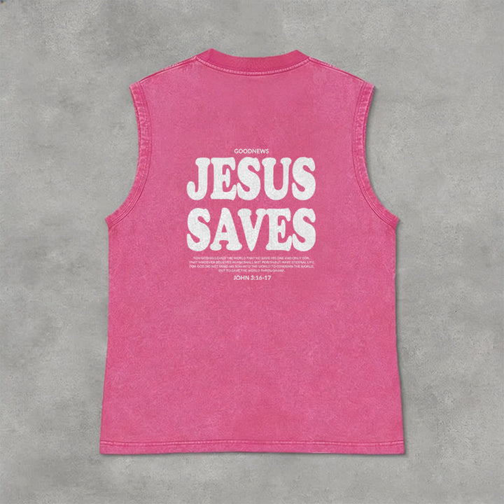 Christianartworkshop Jesus Saves John 3:16 Unisex Washed Tank Top - image 1