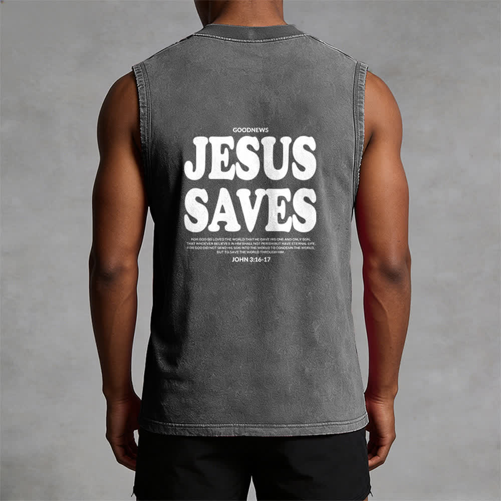 Christianartworkshop Jesus Saves John 3:16 Unisex Washed Tank Top - image 17