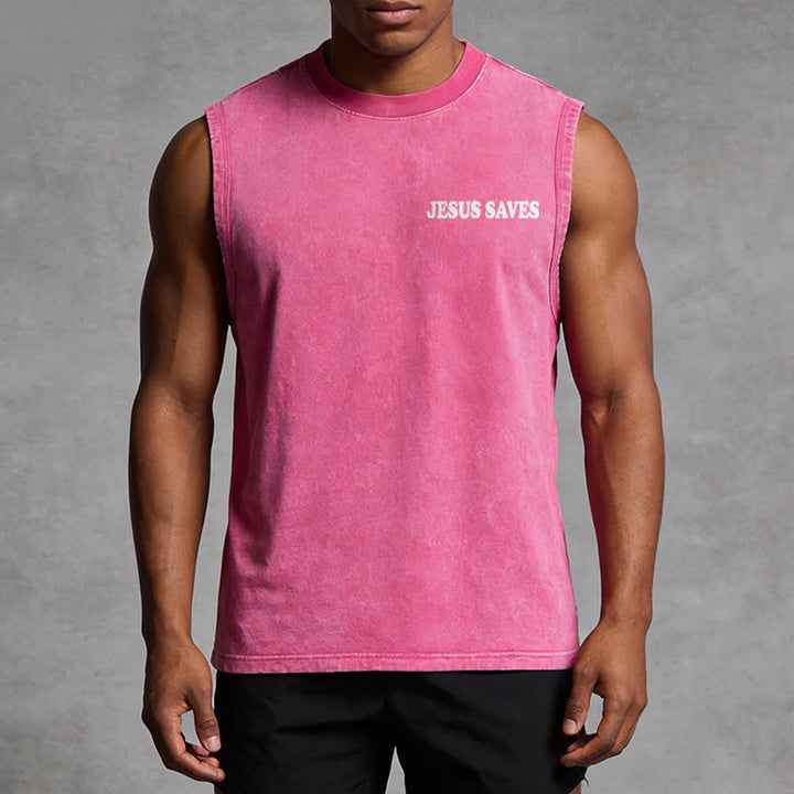Christianartworkshop Jesus Saves John 3:16 Unisex Washed Tank Top - image 4