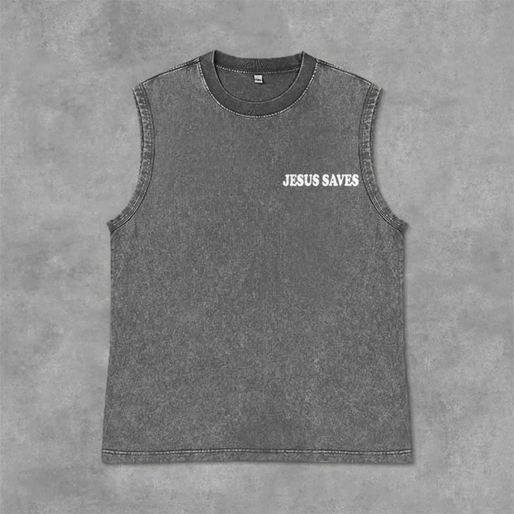 Christianartworkshop Jesus Saves John 3:16 Unisex Washed Tank Top - image 16