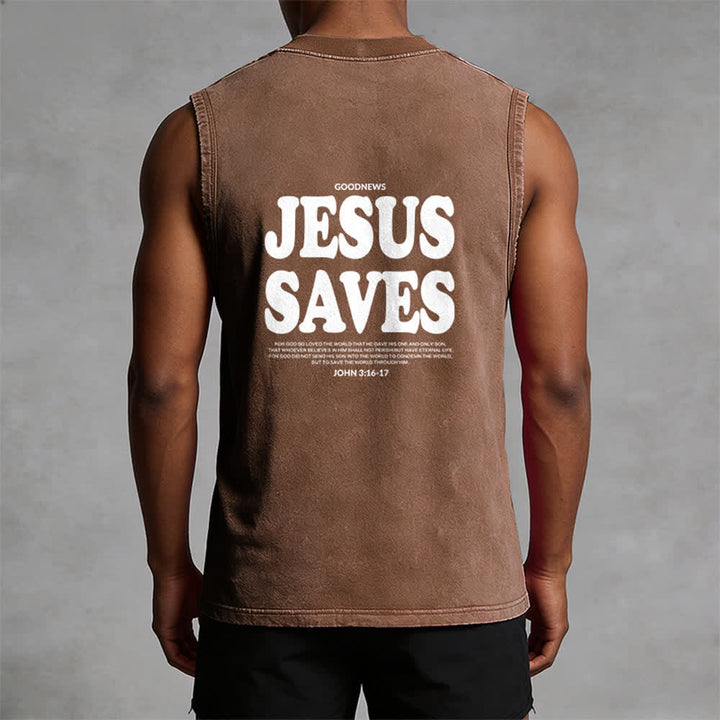 Christianartworkshop Jesus Saves John 3:16 Unisex Washed Tank Top - image 31