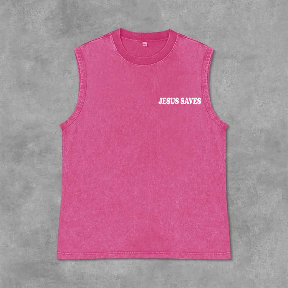 Christianartworkshop Jesus Saves John 3:16 Unisex Washed Tank Top - image 2