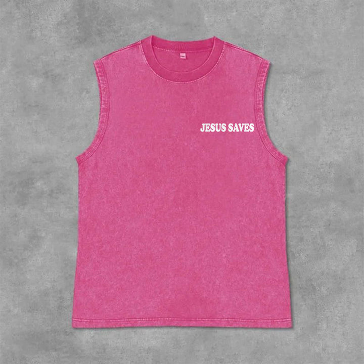 Christianartworkshop Jesus Saves John 3:16 Unisex Washed Tank Top - image 2