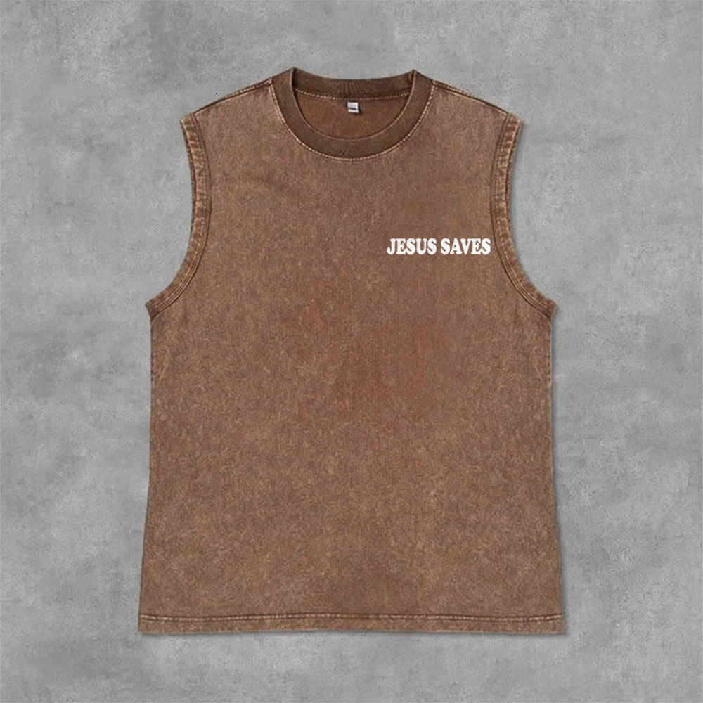 Christianartworkshop Jesus Saves John 3:16 Unisex Washed Tank Top - image 30