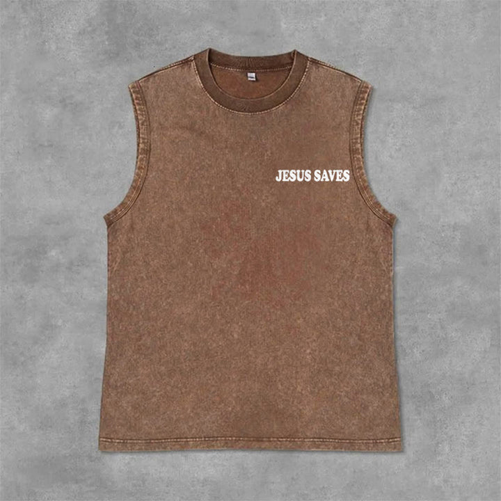Christianartworkshop Jesus Saves John 3:16 Unisex Washed Tank Top - image 30