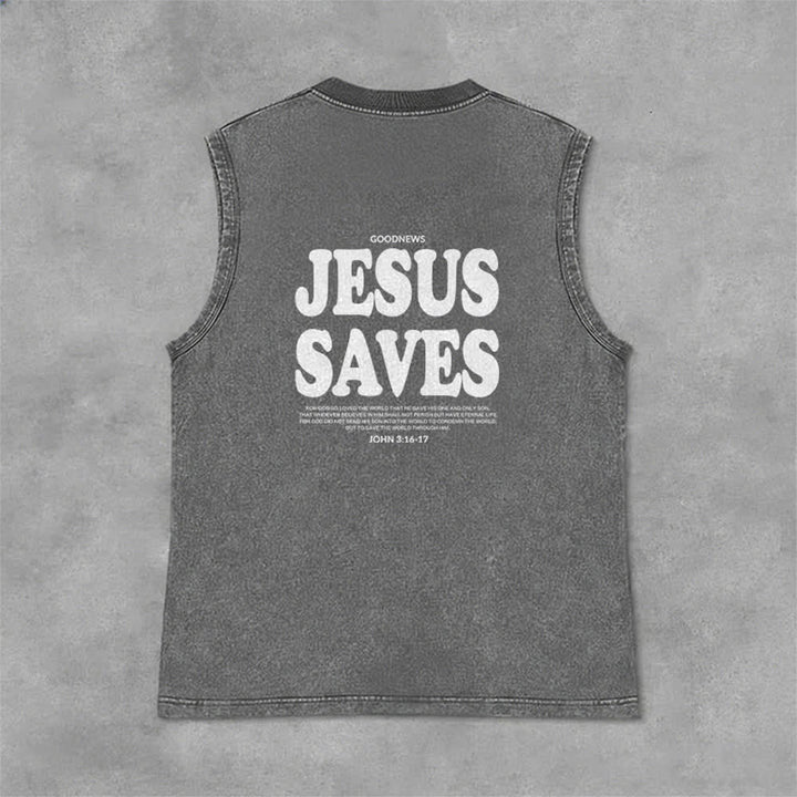 Christianartworkshop Jesus Saves John 3:16 Unisex Washed Tank Top - image 15