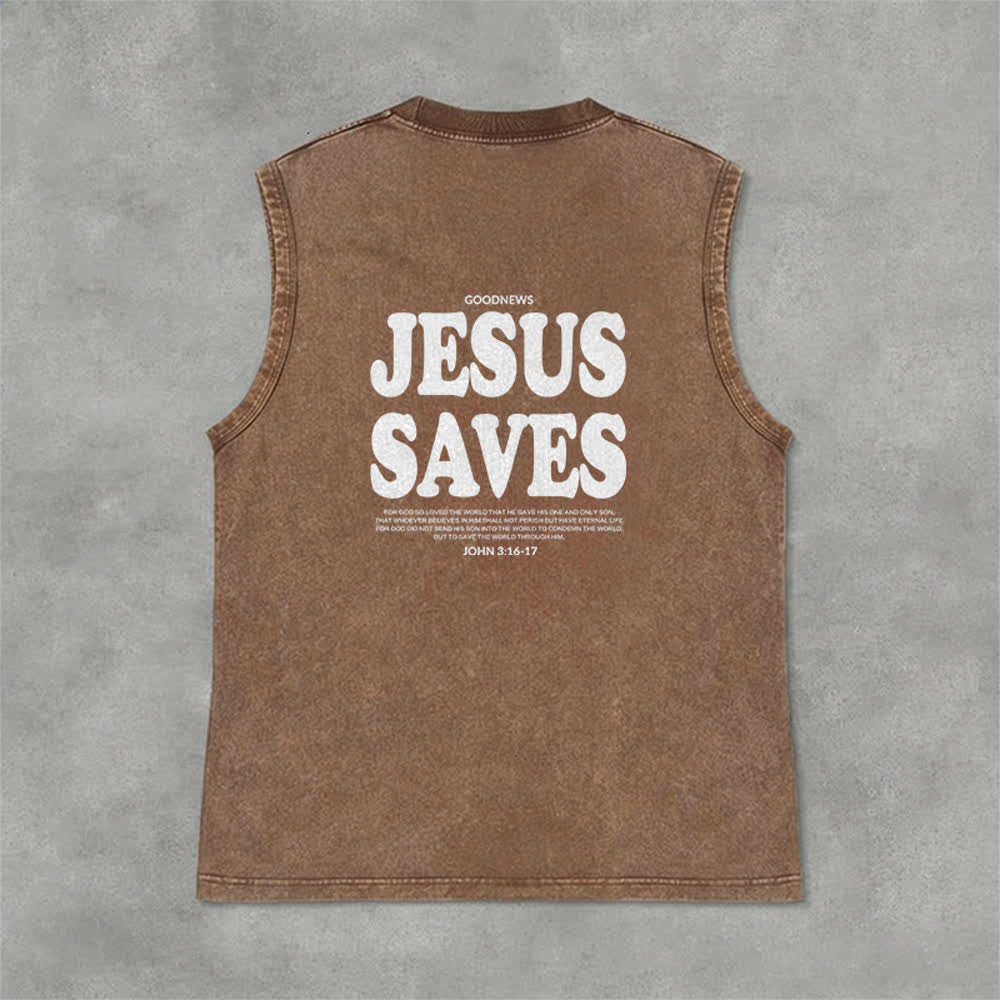 Christianartworkshop Jesus Saves John 3:16 Unisex Washed Tank Top - image 29