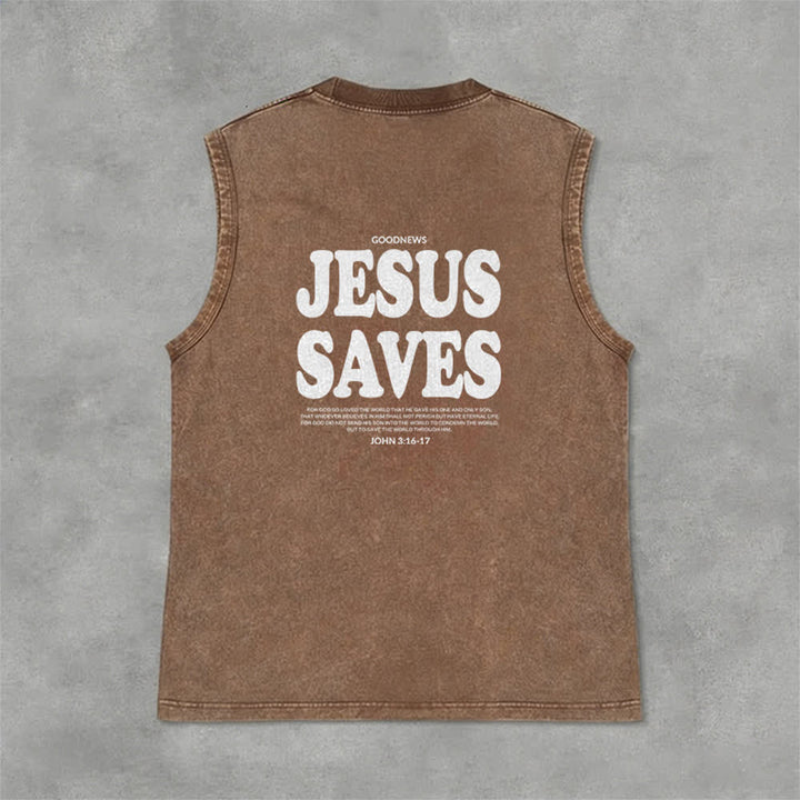 Christianartworkshop Jesus Saves John 3:16 Unisex Washed Tank Top - image 29