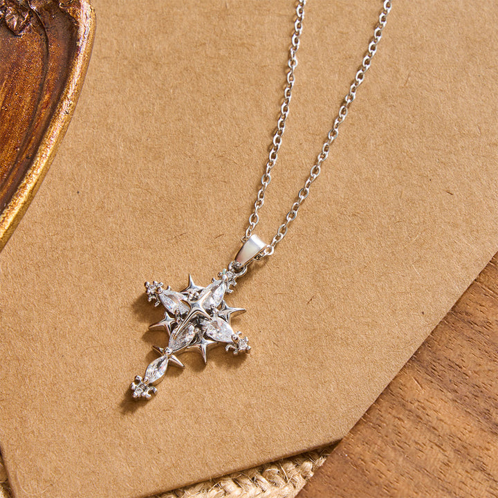 Christianartworkshop Star Accent Marquise Crystal Sacred Cross Pendant Necklace: Timeless Emblem of Radiant Heavenly Faith - image 8