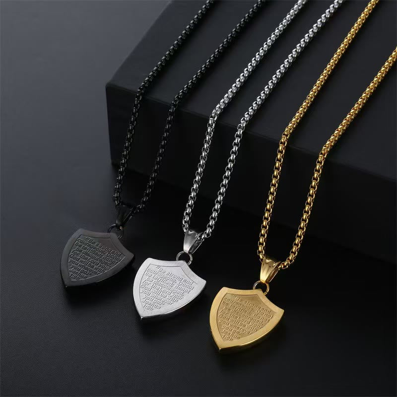 Christianartworkshop Double Sided Shield Rhinestone Cross Pendant Engraved Amor of God Joshua 1 Verse 9 Box Chain Necklace: Timeless Emblem of Gentle Heavenly Guardianship - image 7
