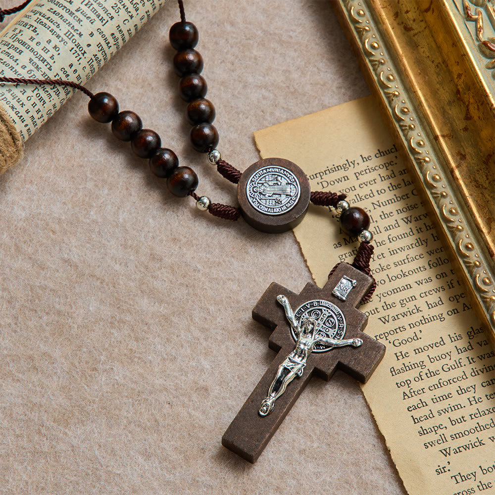 Christianartworkshop Round Bead Car Rosary Crucifix Our Lady Embossed Medal Car Hanging Pendant: A Reminder of Merciful Divine Protection on Every Trip - image 1