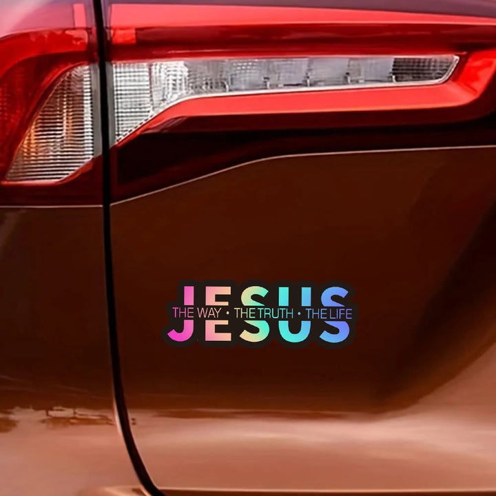Christianartworkshop Bold Outline JESUS The Way The Truth The Life Letter Car Window Sticker: A Symbol of Abiding Faith & Divine Safeguard - image 9