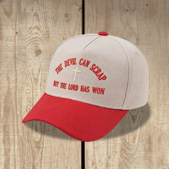 Christianartworkshop Arch Scripture Cross Motif THE DEVIL CAN SCRAP BUT THE LORD HAS WON Embroidery Washed Baseball Cap - image 13