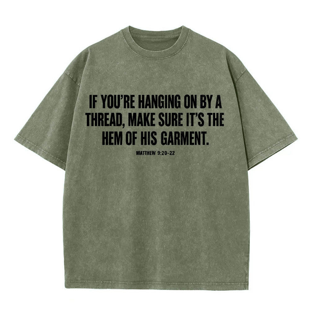 Christianartworkshop Matthew 9:20‑22 Faith Quote Front Bleeding Woman Touch Christ Robe Line Art Rear Print Washed T‑Shirt - image 25