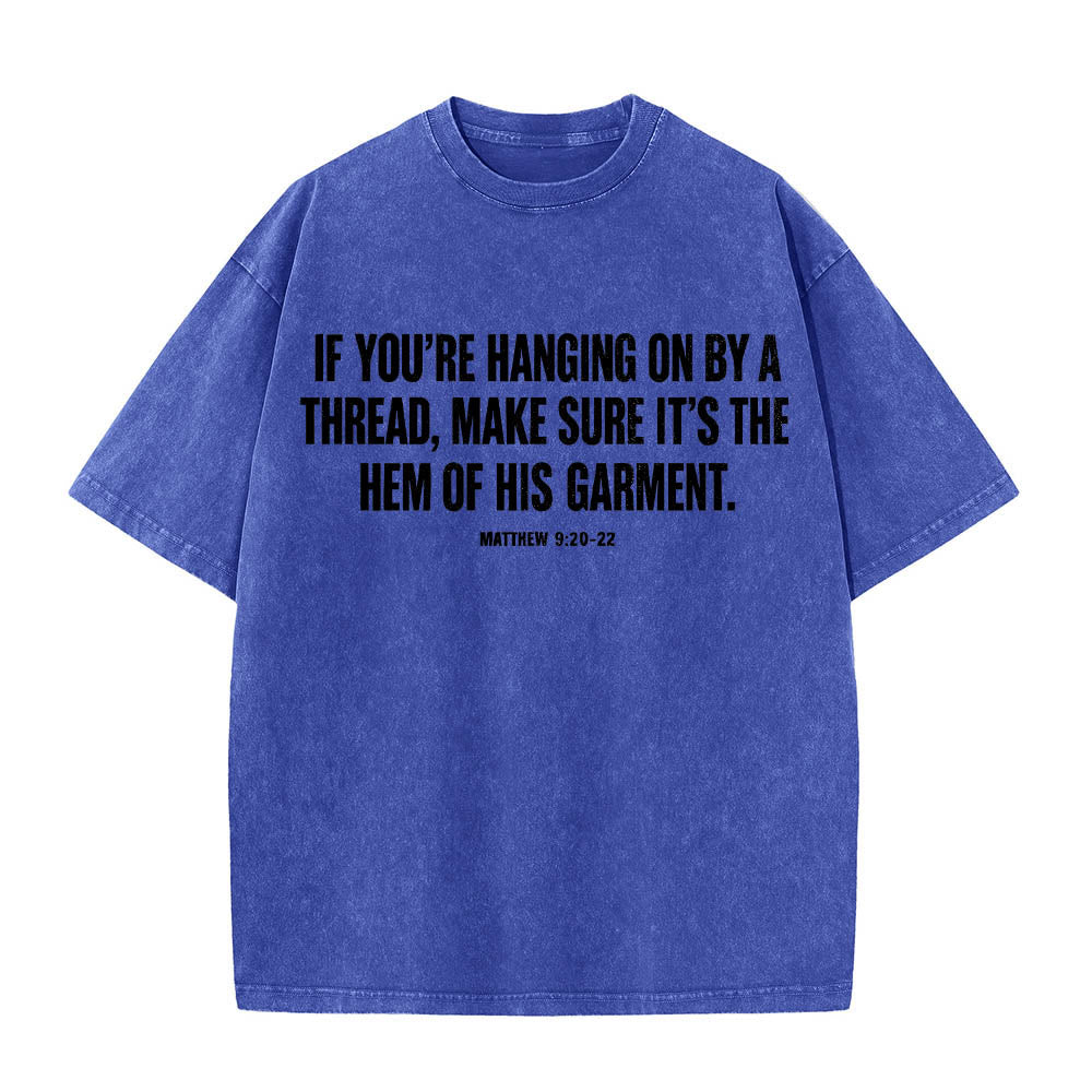 Christianartworkshop Matthew 9:20‑22 Faith Quote Front Bleeding Woman Touch Christ Robe Line Art Rear Print Washed T‑Shirt - image 13