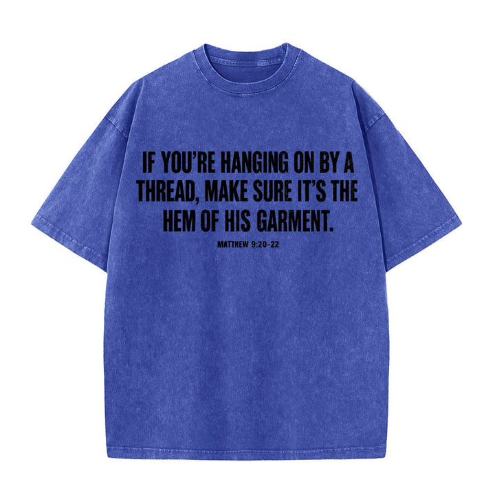 Christianartworkshop Matthew 9:20‑22 Faith Quote Front Bleeding Woman Touch Christ Robe Line Art Rear Print Washed T‑Shirt - image 13