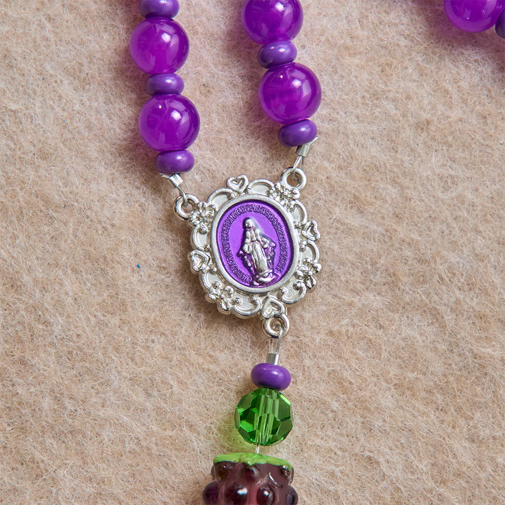 Christianartworkshop Grape Shaped Glass Bead Rosary With Enamel Crucifix: Emblem of Eucharistic Heavenly Blessing - image 6