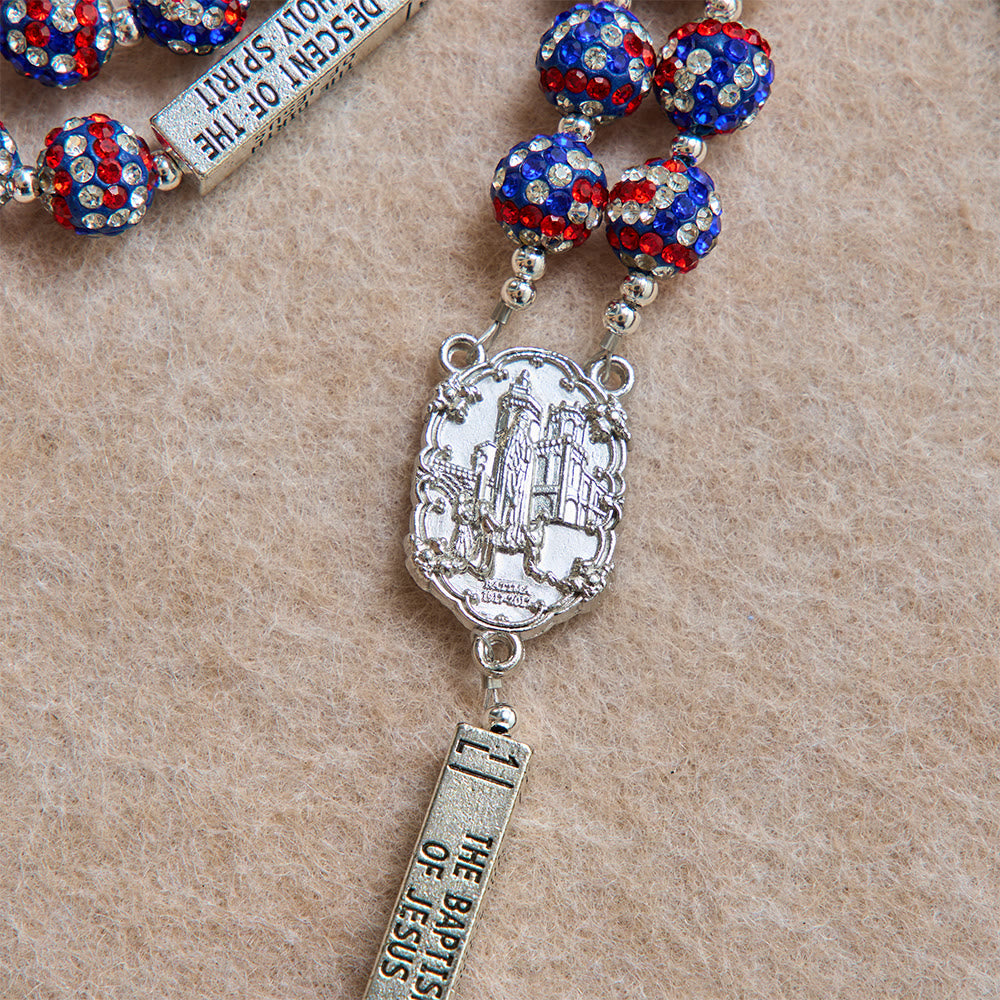 Christianartworkshop American Flag-Tone Rhinestone Scripture Bar Rosary With Antique Crucifix: Emblem of Faithful Heavenly Allegiance - image 6