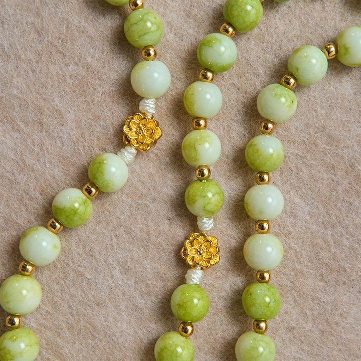 Christianartworkshop Fresh Lotus Spacer Jade-Toned Rosary With Ornate Carved Crucifix: Emblem of Pure Heavenly Serenity - image 6