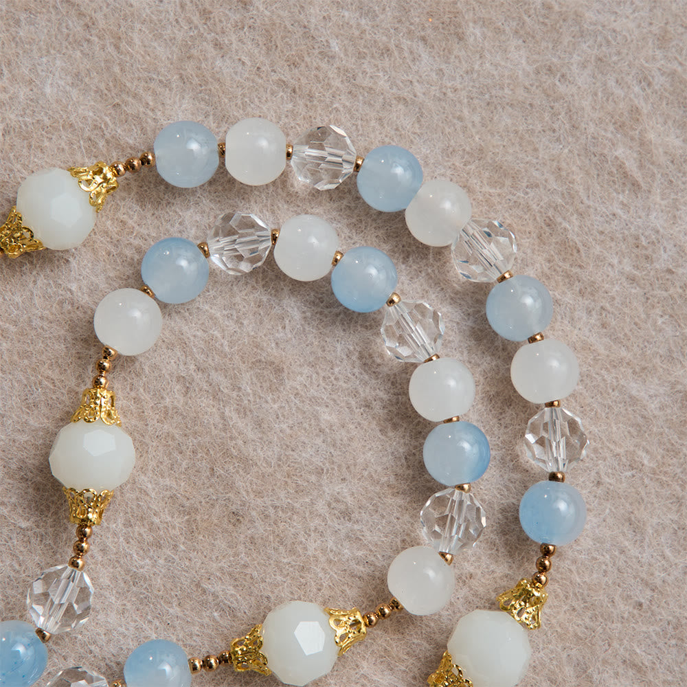 Christianartworkshop Cool Summer Glass Rosary With Faceted Glass & Our Lady of Aparecida Medallion - image 5