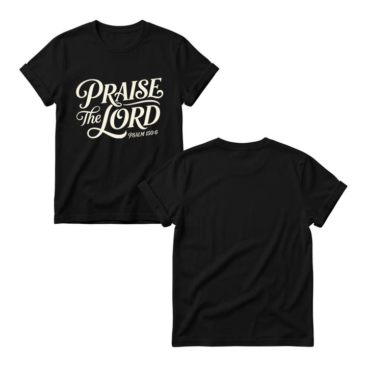 Christianartworkshop Ornate Curly Script Praise The Lord Psalm 150:6 Women’s Crewnecks T-shirt - image 5