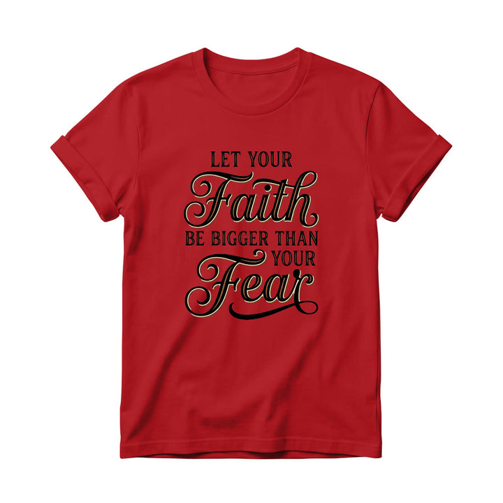 Christianartworkshop Decorative Cursive Key Faith & Fear Word Accent Casual Women’s Crewnecks T-shirt - Red - 4XL - image 15