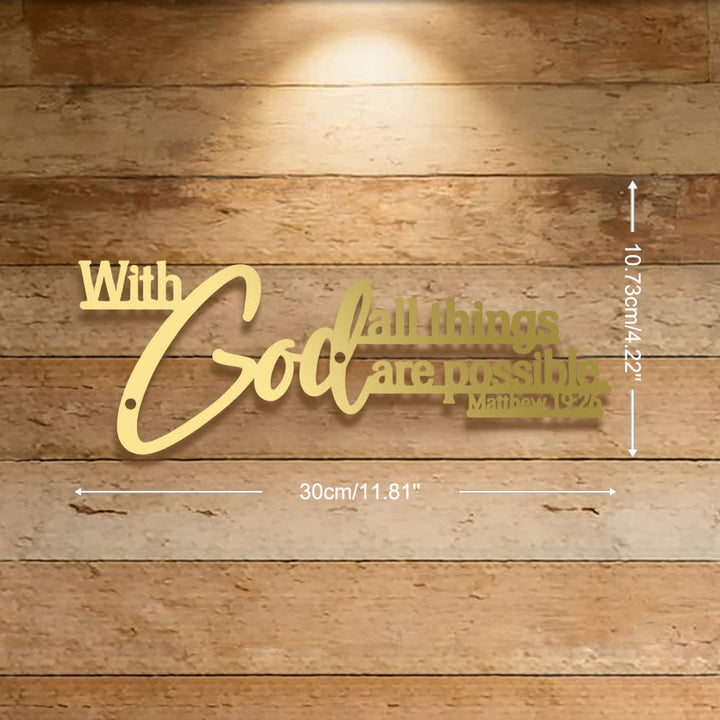 Christianartworkshop Mathew 19:26 Scripture With God All Things Are Possible Metal Wall Decor - Golden - 11.81''*4.22''*0.04''/30*10.73*0.1cm - image 14