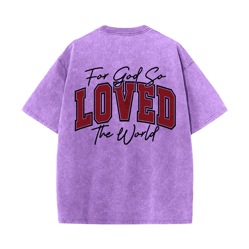 Christianartworkshop Left Chest John 3:16 Varsity Font Back For God So Loved The World Washed T‑Shirt - image 20