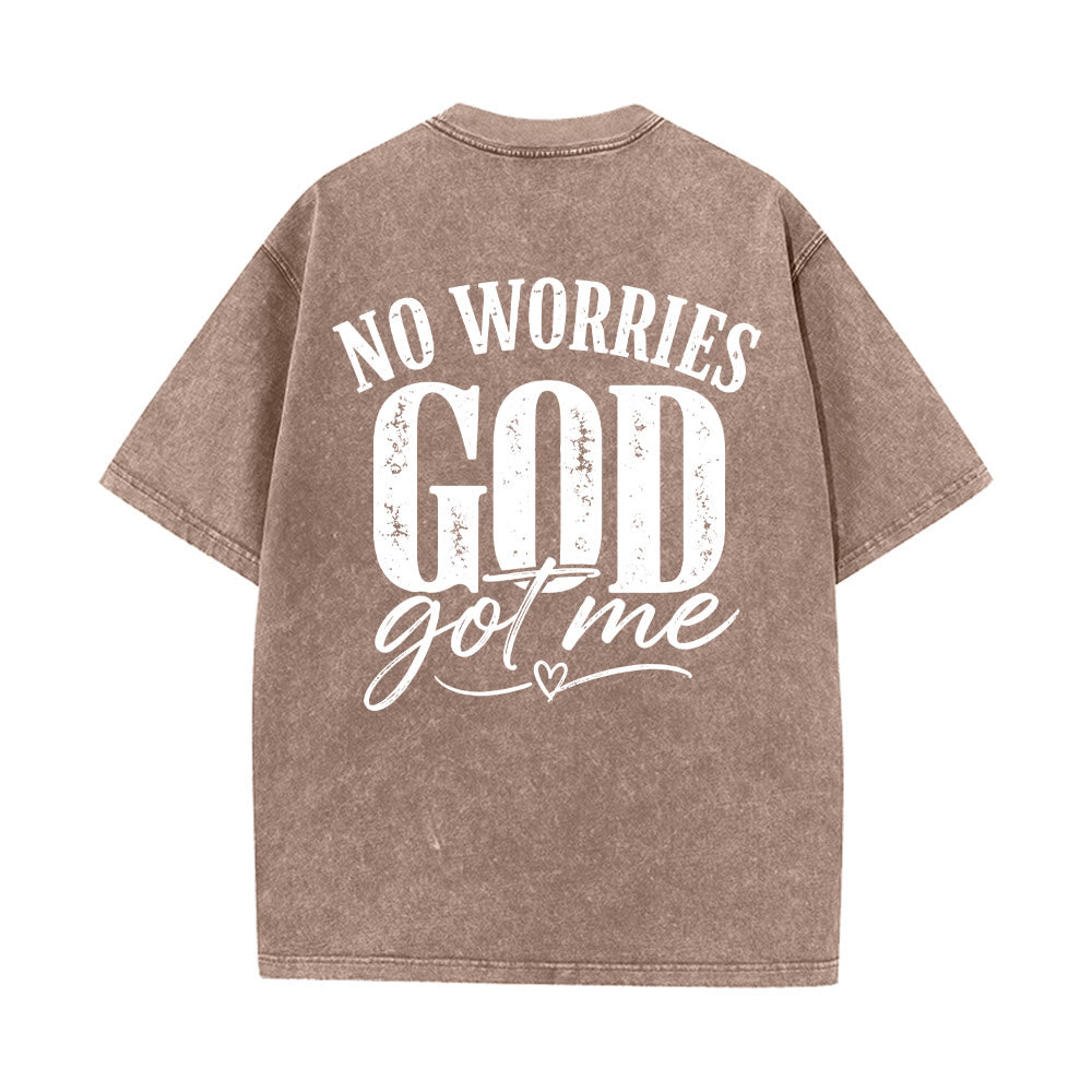 Christianartworkshop Left Chest Unafraid Cross Accent Back No Worries God Got Me Heart Detail Washed T‑Shirt - image 5