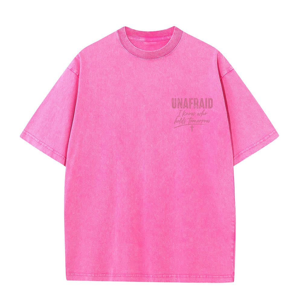 Christianartworkshop Left Chest Unafraid Cross Accent Back No Worries God Got Me Heart Detail Washed T‑Shirt - image 22